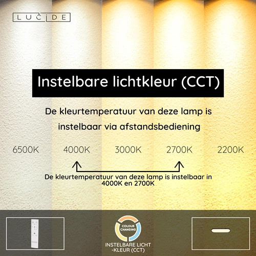 Lucide ELLY - Plafonnière - LED Dimb. - CCT - 1x24W 2700K/4000K - Opaal | Essential - USP